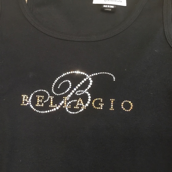 Christine Alexander Black Ribbed Tank Top with Swarovski Crystal Embellishments - Picture 2 of 4